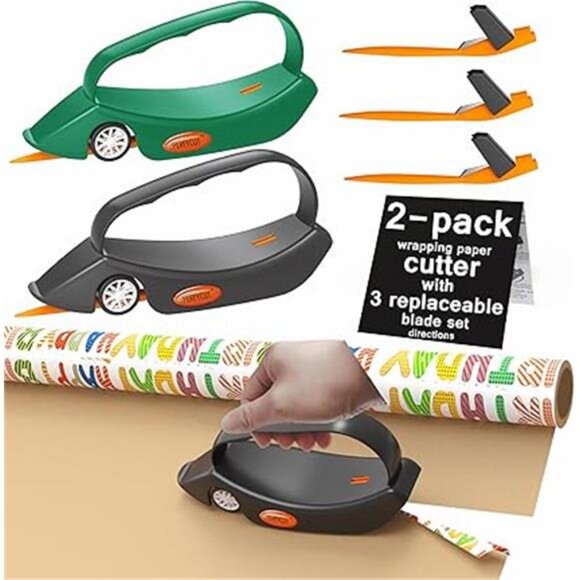 2 Pack Wrapping Paper Cutter with 3 Replaceable Blade Sets for Gift - Picture 7 of 7